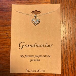16inch sterling silver grandmother heart necklace